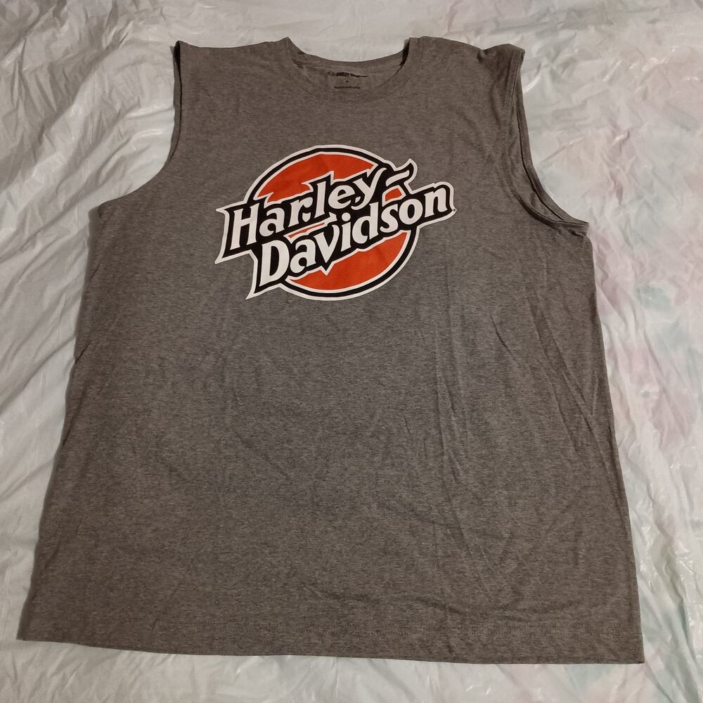 Harley Davidson Tank Top Mens Gray Sleeveless Graphic Size M